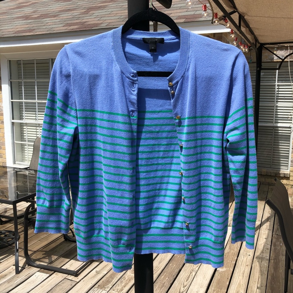 J. Crew Blue & Green Jackie Cardigan Sweater